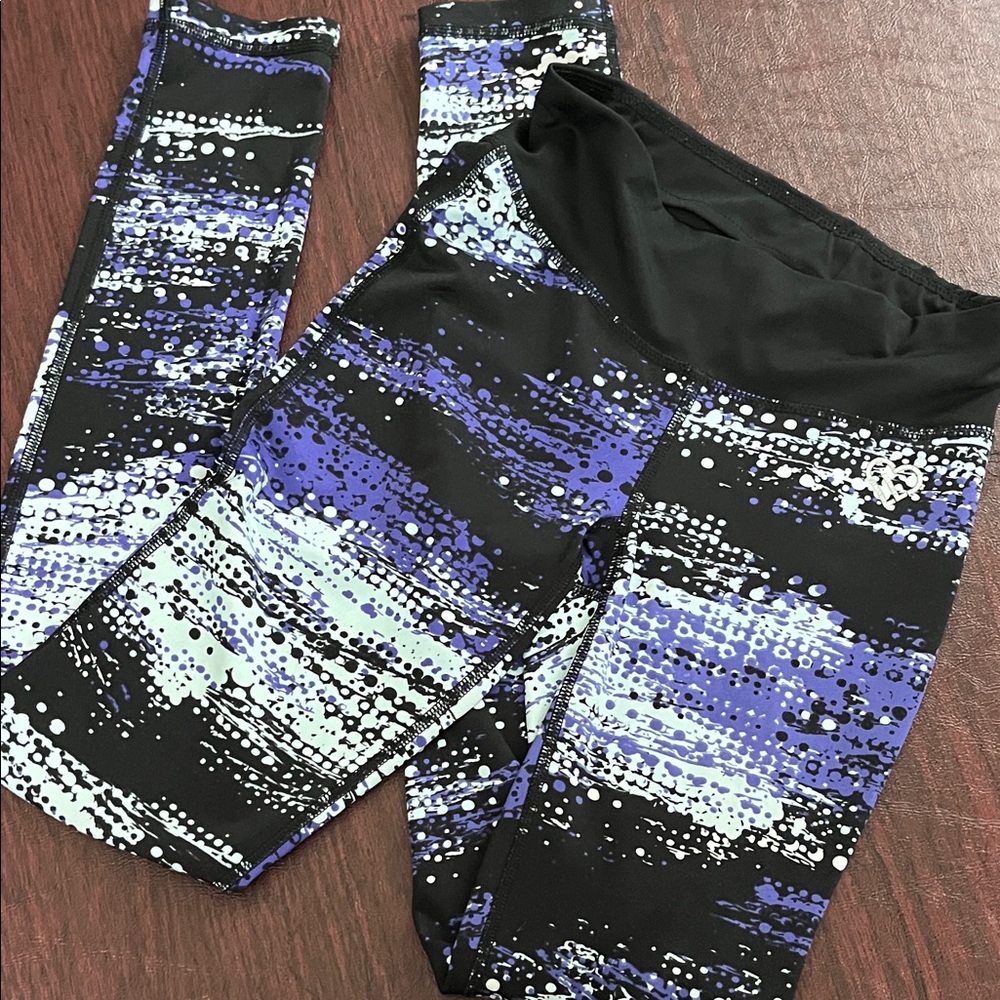 Live Live Dream Leggings - Black and Purple Splash